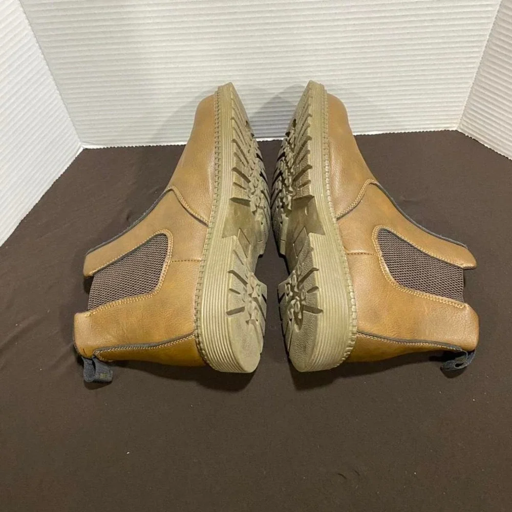 Safety Tan leather boots slip on men 46. SKU321